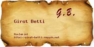 Girst Betti névjegykártya
